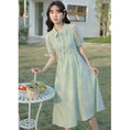 Load image into Gallery viewer, [NANMOSEN Series] ★China style dress★ Short sleeve dress, China button, cute, improves temperament, green
