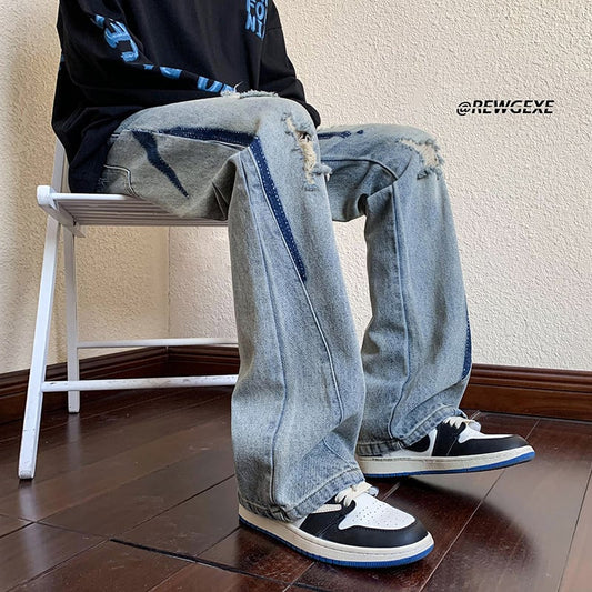 [YANDAN series]★Denim pants★ 3color bottoms pants unisex men's large size with design