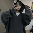 Load image into Gallery viewer, [Demon King Series]★Sweater★ 2color Black Gray Simple Knit Tops Parka V-neck Cute Black Gray
