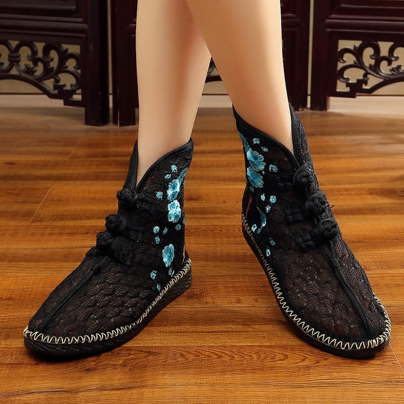 [Aki Tatsu Series]★Embroidered shoes★ 3color Handmade shoes Chinese shoes Ethnic style Lace Temperament enhancing shoes Size 34-40