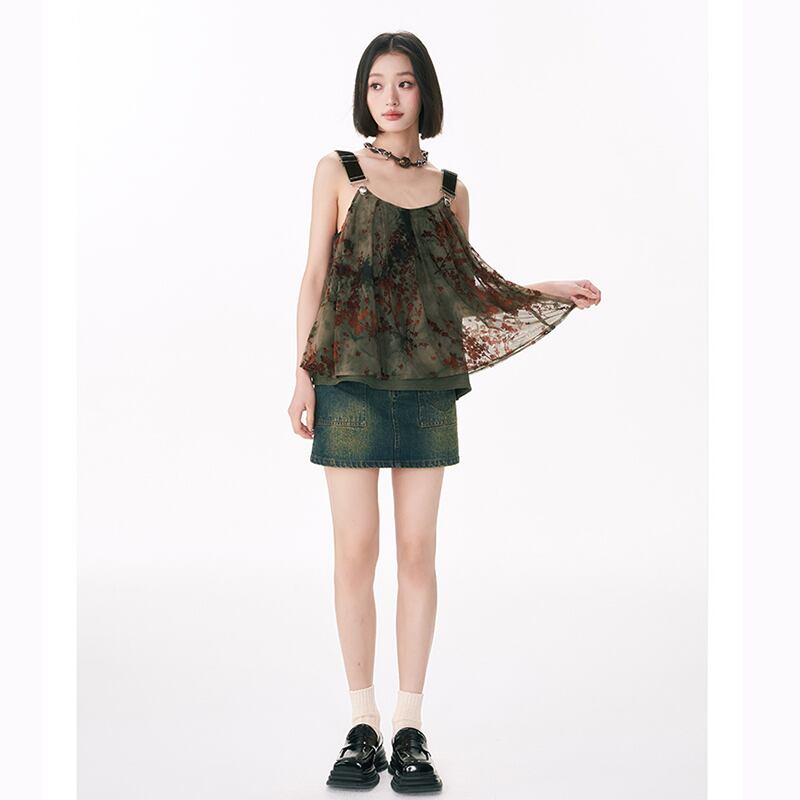 [Yangji Great Dream Series]★China style tank top★Camisole sexy slimming original green summer clothes