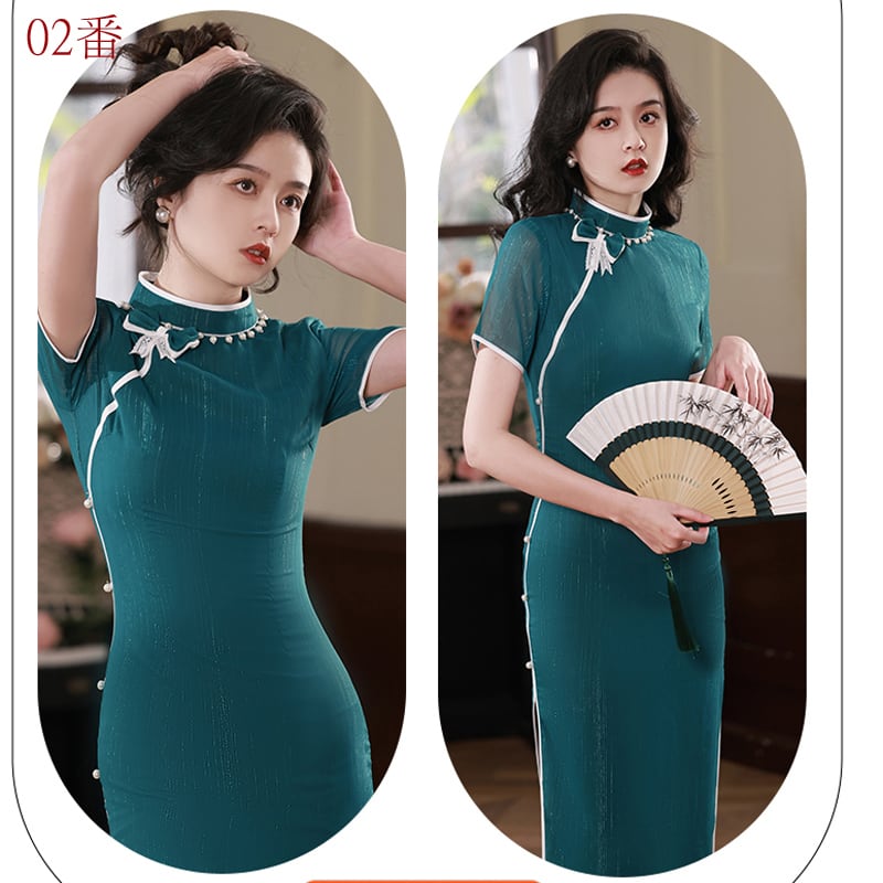 [RUYUN Series]★Cheongsam dress★ 2color Chinese style dress Elegant Temperament enhancement Large size