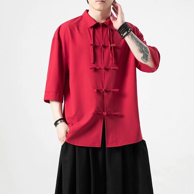 [JUNYI Series]★China style shirt★ Tops 4color Unisex Men's Large Size China Button Casual