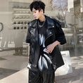 Load image into Gallery viewer, [XIAOQIJIA Series] ★Vest★ Tops Unisex Men's PU Cool V-neck Black Black
