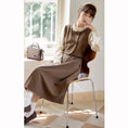 Load image into Gallery viewer, [Shokensho Series] ★One Piece★ Fake Layered Women's Cute Retro Autumn Clothes Coffee Color
