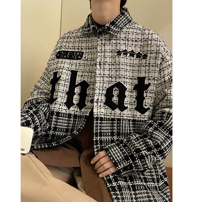 [YOULIN Series] ★Outer★ 3color Unisex Men's Plaid Pattern Coffee Color Green Black