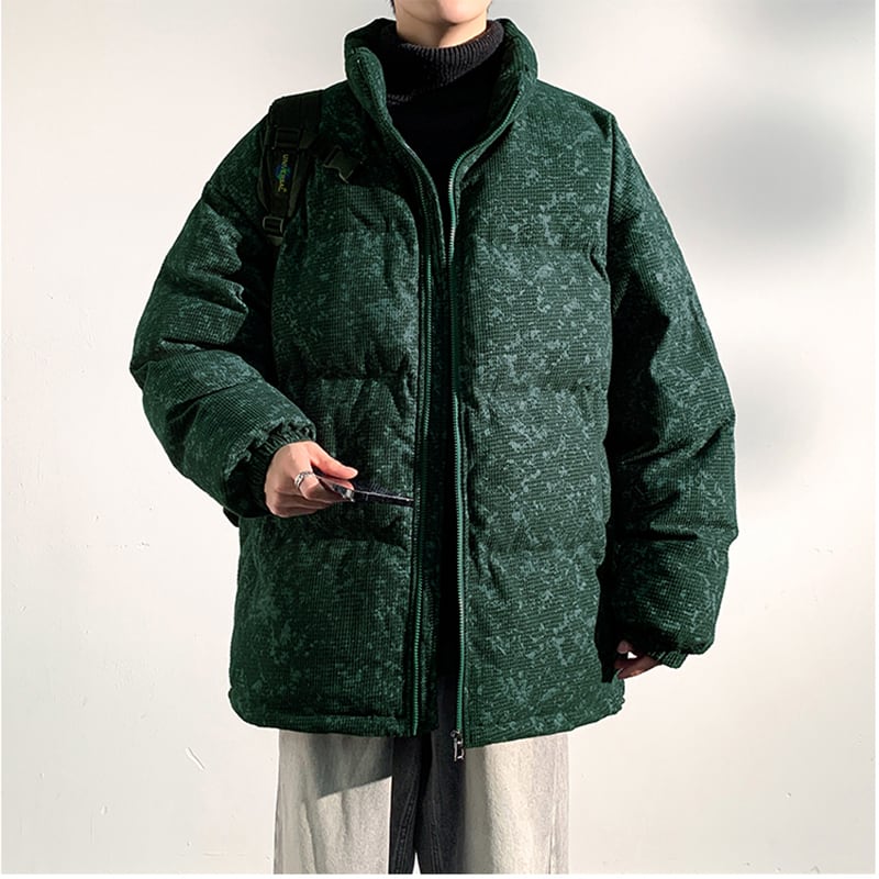 [DUFENG Series] ★Cotton coat★ 3color outer winter coat unisex men's large size green black blue