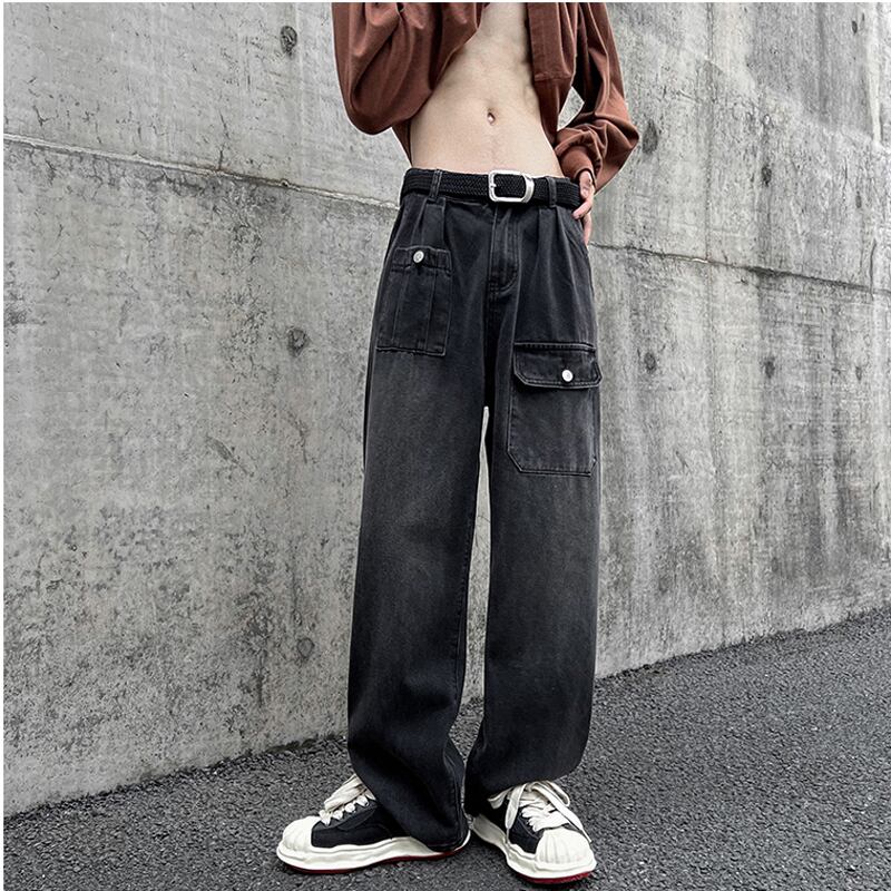 [PV Series]★Denim Pants★ 2color Bottoms Unisex Men's Large Size Pocket Blue Black