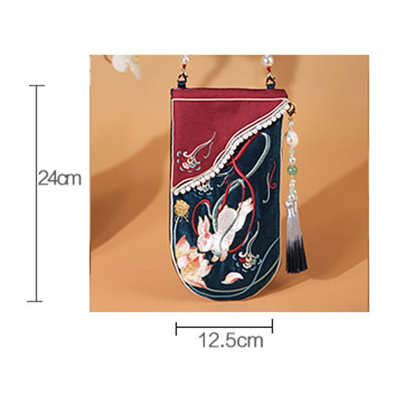 [Saiun Inki Series] ★China style bag★ Shoulder bag with decorations cute embroidery rabbit rabbit