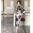 Load image into Gallery viewer, [Hundred Minute Eight Series] ★Cheongsam dress★ Velvet, floral pattern, slimming, sexy, ink pattern dress, improves temperament
