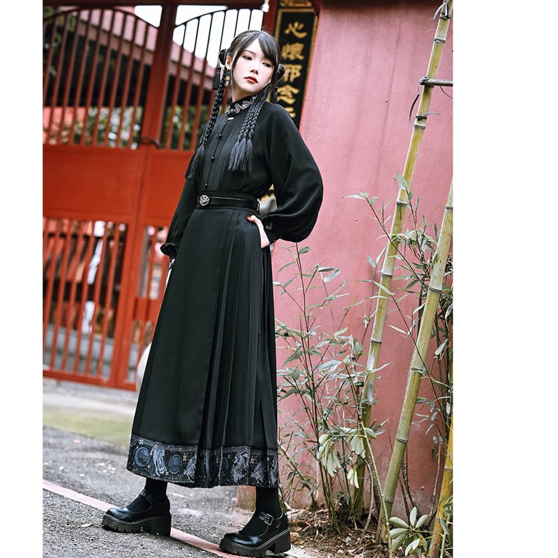 [Kokaisha --- Rabbit series] ★China style skirt★ Bottoms Original slimming black Easy to match