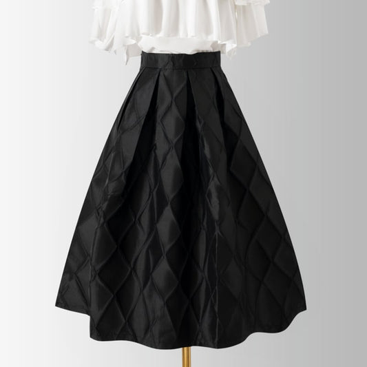 [MOERBEN Series] ★Skirt★ Bottoms High waist Improves temperament Check pattern Black Black Easy to match