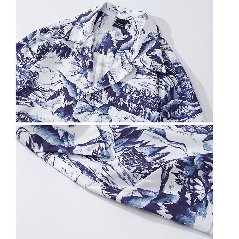 [TRAVEL ISSUANCE Series] ★Floral Pattern Shirt★ Retro Aloha Shirt Okinawa Hawaii Tops Seaside Short Sleeve Shirt Unisex Men's Print