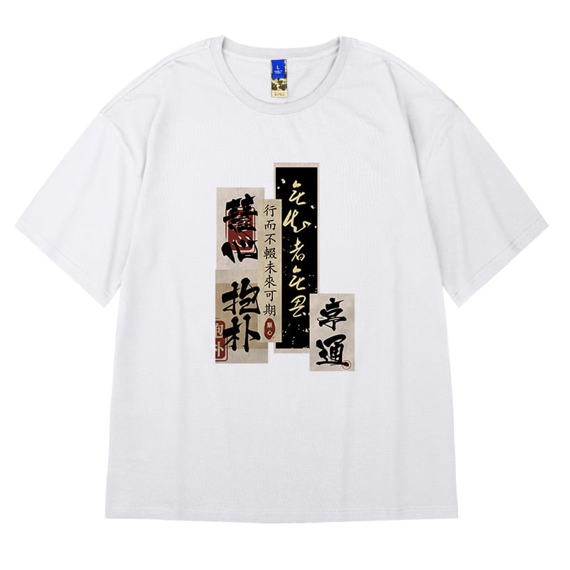 [Xrfdv series]★China style T-shirt★ Tops 2color Unisex Men's Large size Letter pattern Cotton