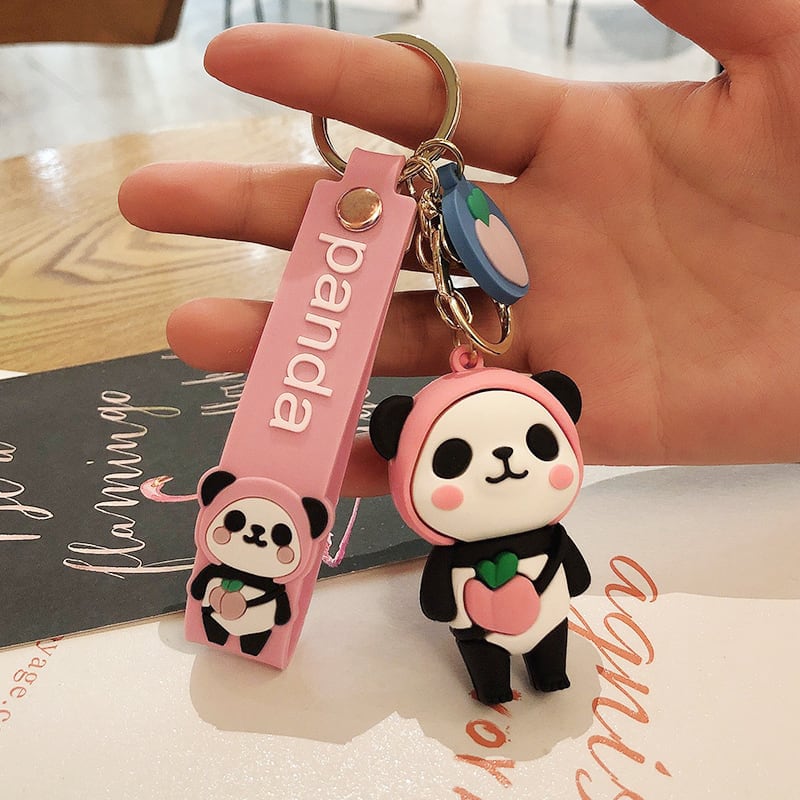 Cute Couple Panda Keychain Gift Red Blue Yellow Pink