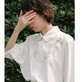 Load image into Gallery viewer, [Yang's Great Dream Series]★China Style Shirt★ Tops Embroidery Bubble Sleeves Short Sleeves White White Improves Temperament
