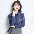 Load image into Gallery viewer, [AISHUMA Series]★Shirt★ Tops Ladies Corduroy Temperament Enhancement Spring Autumn Blue Blue
