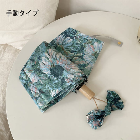 [Jenny Series] ★Umbrella★ Rain &amp; Sunny Dual Use Manual &amp; Jump Rainy Season Rainproof Tsuyu Oil Painting Style Sun Protection UV Protection Blue Blue