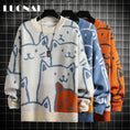 Load image into Gallery viewer, [Nana Series]★Sweater★ 4color Cat Unisex Men's Couple Clothes Cute Large Size Blue Black Orange Beige
