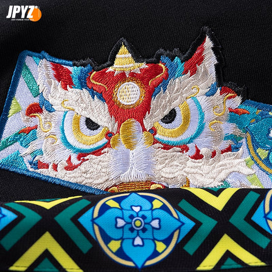 【JPYZシリーズ】★チャイナ風トップス★ パーカー 2color 刺繍 男女兼用 メンズ ブラック ホワイト コットン