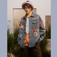 Load image into Gallery viewer, [Satoru Series]★Jacket★ Denim jacket outerwear unisex men's floral pattern butterfly alphabet fashion
