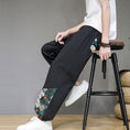 Load image into Gallery viewer, [Ushio Hyakudan Series]★China style trousers★2color embroidery thin cool summer unisex black gray large size
