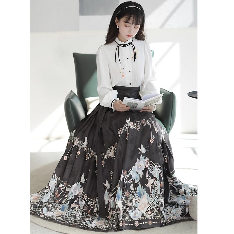 [Kaede bamboo---Kinjoyo series] ★China style setup★ 2-piece set, long-sleeved shirt + skirt, improves temperament, coming-of-age ceremony, everyday wear