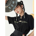 Load image into Gallery viewer, [Run Chaya Series] ★Chinese style shirt★ 2color Chinese clothing tops Black White Cute S M L XL
