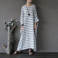 Load image into Gallery viewer, [LIANSHANG series] ★China style dress★ 3color loose body cover horizontal stripes striped pattern literary style
