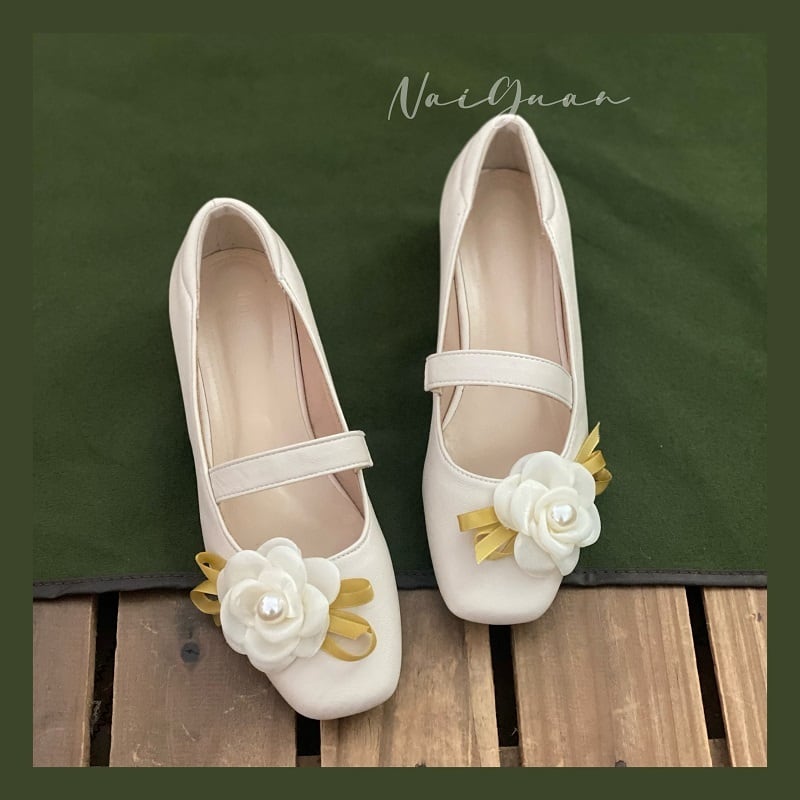 [Sweet Y Series] ★Shoes★ Size 35-40 Shoes Shoes Chinese style shoes Tang clothes Han clothes Retro Beige 3D flowers