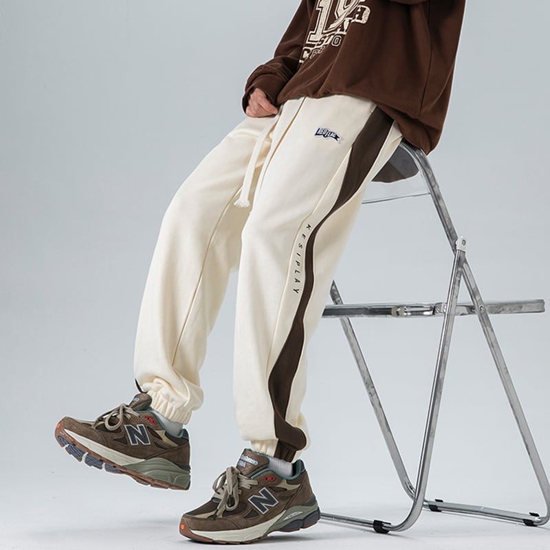 [KADISHOU Series]★Casual Pants★ 3color Pants Sports Style Unisex Men's Color Scheme Beige Black Coffee Color