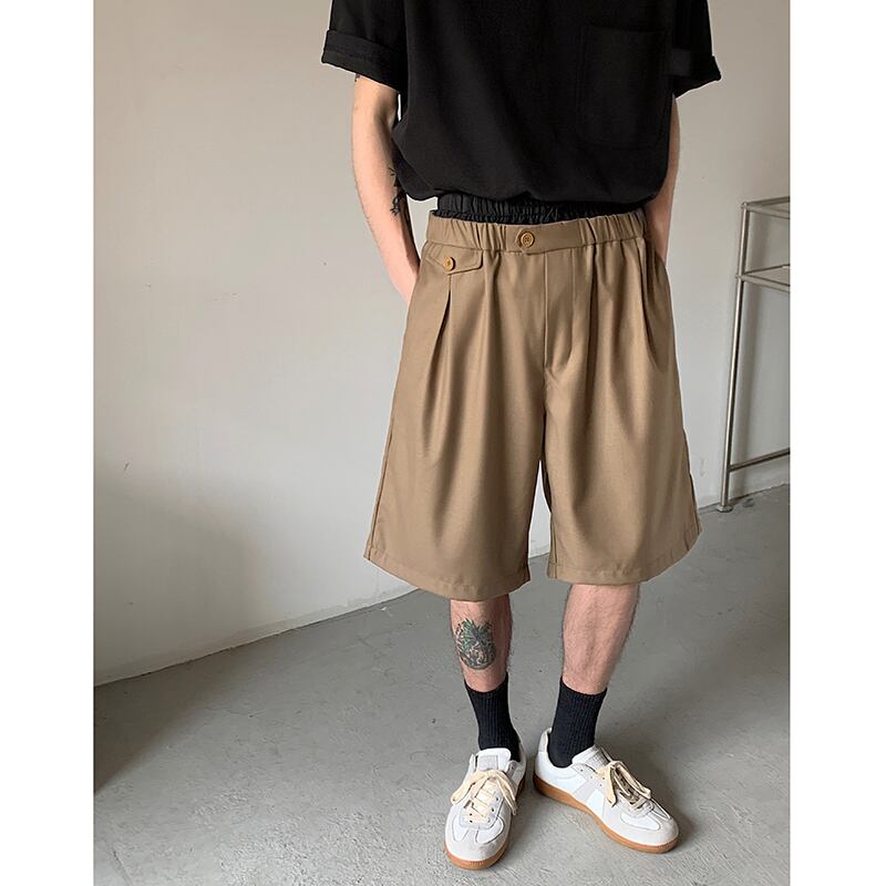 [AIMAKOU Series] ★Shorts★ Shorts 3color Unisex Men's Elastic Waist Black Brown Blue