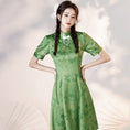 Load image into Gallery viewer, [YUEQIAO series]★Cheongsam dress★ 2color short length Chinese style dress Beige Green
