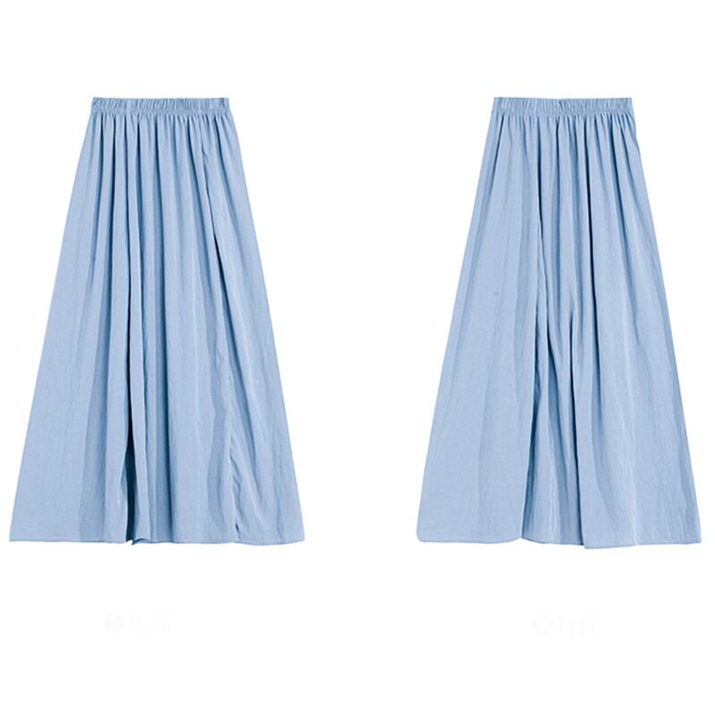 [Shirasu Series] ★Skirt★ Bottoms 2color Elastic Waist Plain Ladies Date Improves Temperament Easy to Match Simple Blue Pink