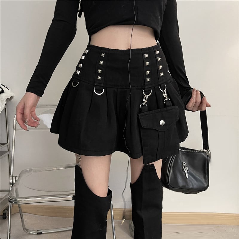 [Style Series] ★Skirt + Pants Tube★ Bottoms Unique Black Black Fashion Slimming SML XL