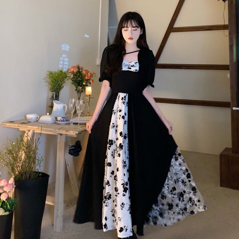 [PANGSAO Series] ★Long length dress★ Summer long length large size black black wedding date commuting