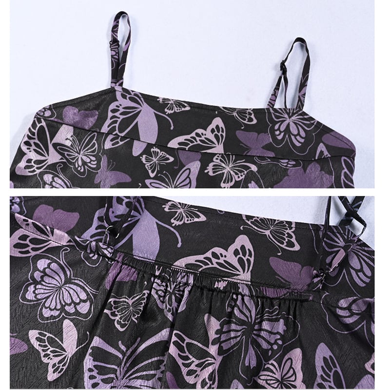 [Kokaisha --- Butterfly Series] ★China style camisole★ Tank top butterfly print black black sexy