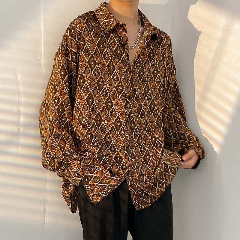 [AIMAKOU Series]★Shirt★ Tops Print Unisex Men's Long Sleeve Shirt Retro Thin ML XL 2XL 3XL