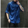 Load image into Gallery viewer, [Tsuncho Series]★China style shirt★ Short sleeve shirt Men's 6color tops Dragon crest Large size Black White Blue Yellow Red Thin Summer clothes
