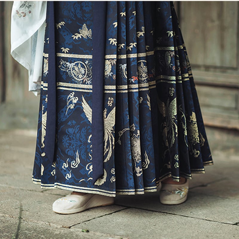 [Shimizu Kei Series] ★Maki Skirt★ 3color Blue or Red or White Chinese Style Skirt Pleated Skirt Hanfu