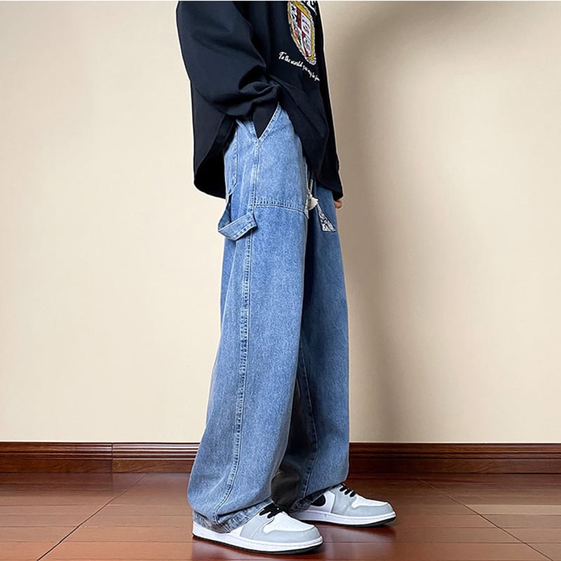 [Kouisha Series] ★Denim pants★ 2color bottoms pants unisex men's black blue black blue