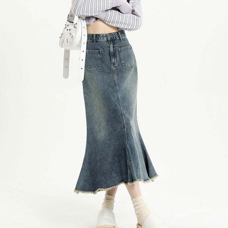 [XIAOXINJIA series] ★Denim skirt★ Bottoms with design Blue Blue Size SS~3L