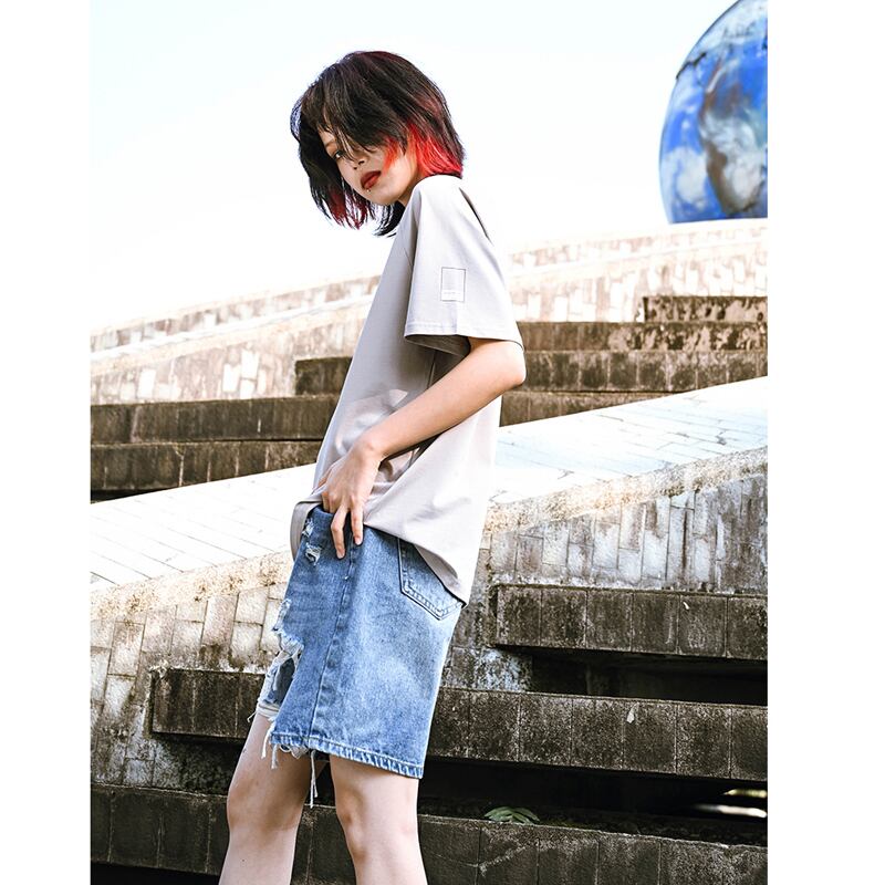 [Kokaisha---Renketsu Rules Series]★China style trousers★Shorts, half-length, denim, fashion, blue, blue