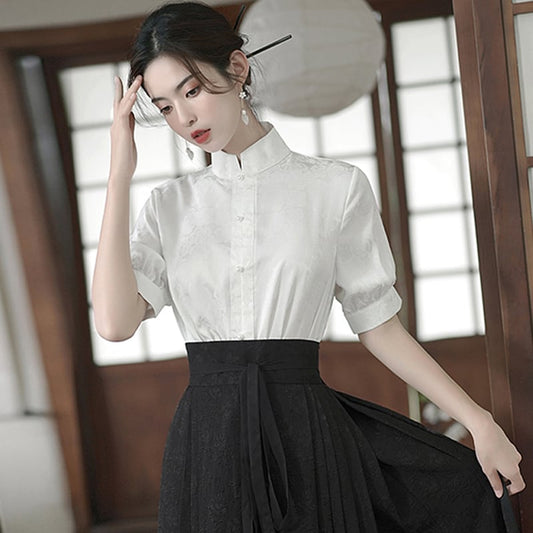 [BAIRIMENG Series]★China style shirt★ Tops Summer clothes Improve your temperament White White Easy to match