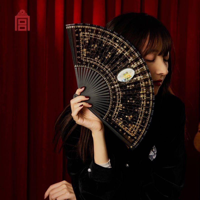 [GGTB Series]★China Fan★ Sensible Chinese Clothes Black Gold Elegant Easy to Match Accessories Cute