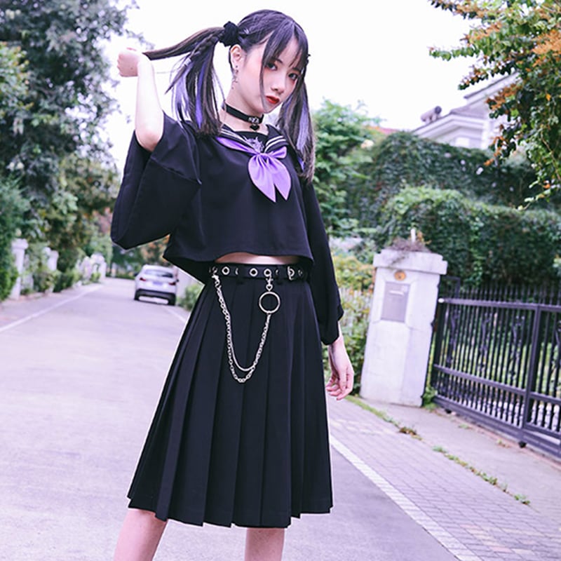 [Kokaishan series]★Belt with chain★ PU alloy Easy to match Fashion Unique Chinese style Harajuku style Black Black