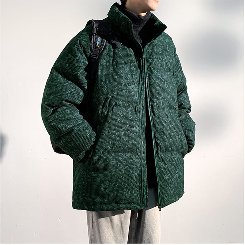 [DUFENG Series] ★Cotton coat★ 3color outer winter coat unisex men's large size green black blue