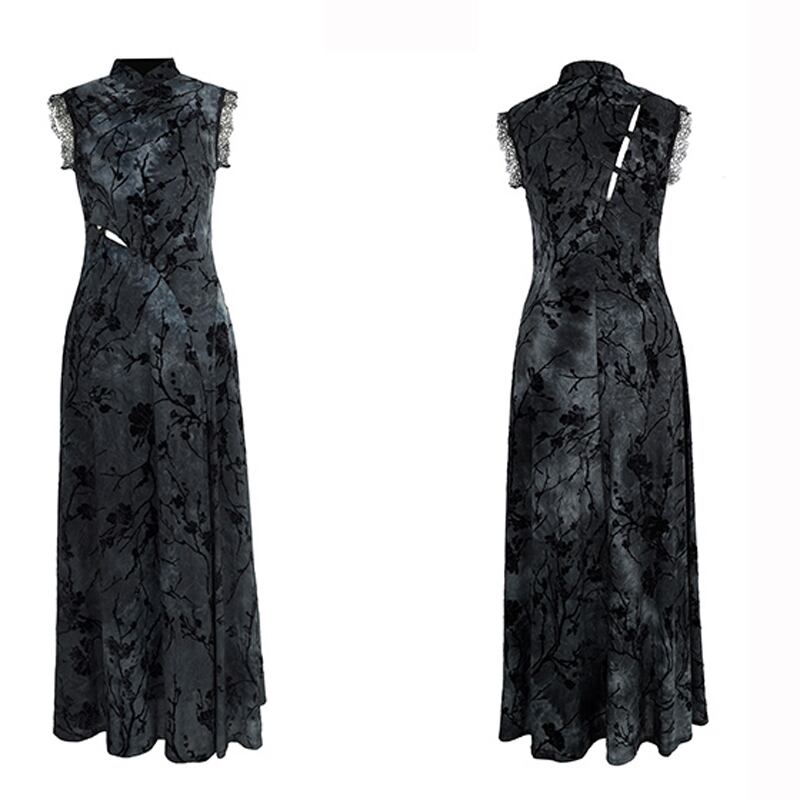 [Da Qinglong Shu Series] ★China-style dress★ Improved cheongsam dress lace-up slit