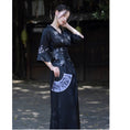 Load image into Gallery viewer, [Az Suna Series] ★Chinese style dress + obi★ Hanfu dress V neck S M L XL date girls' night out black black
