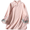 Load image into Gallery viewer, [Qing Series]★Chinese style tops★ 4 colors, floral pattern, 3/4 sleeves, cotton linen, white, blue-green, pink, yellow, Chinese clothing, improved Tang clothing
